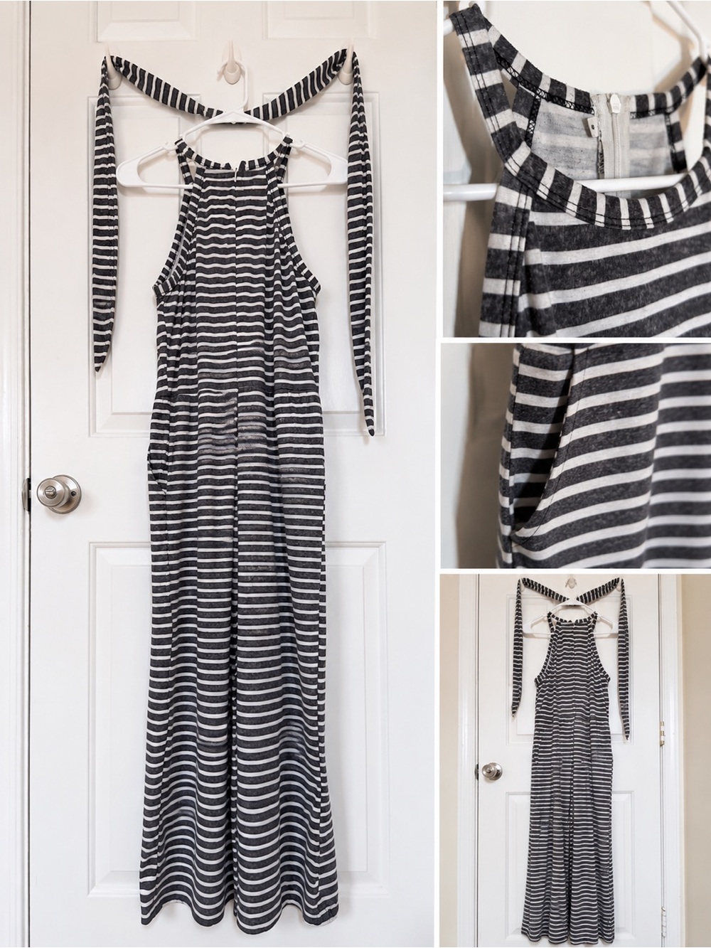 Striped Halter Maxi in Blue & White Wide-leg jumpsuit - Picture 2 of 5